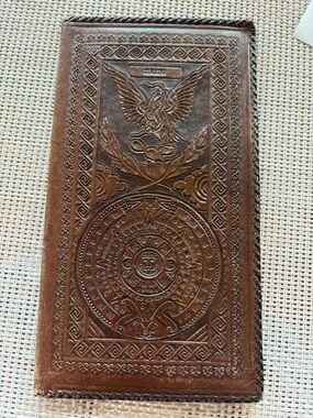 Collectible Hand-Tooled Embossed Leather Wallet in Rich Brown